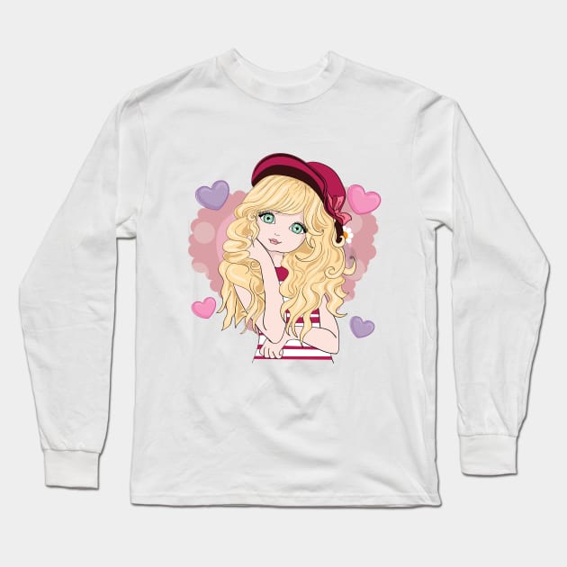 beautiful and cute girl Long Sleeve T-Shirt by PG